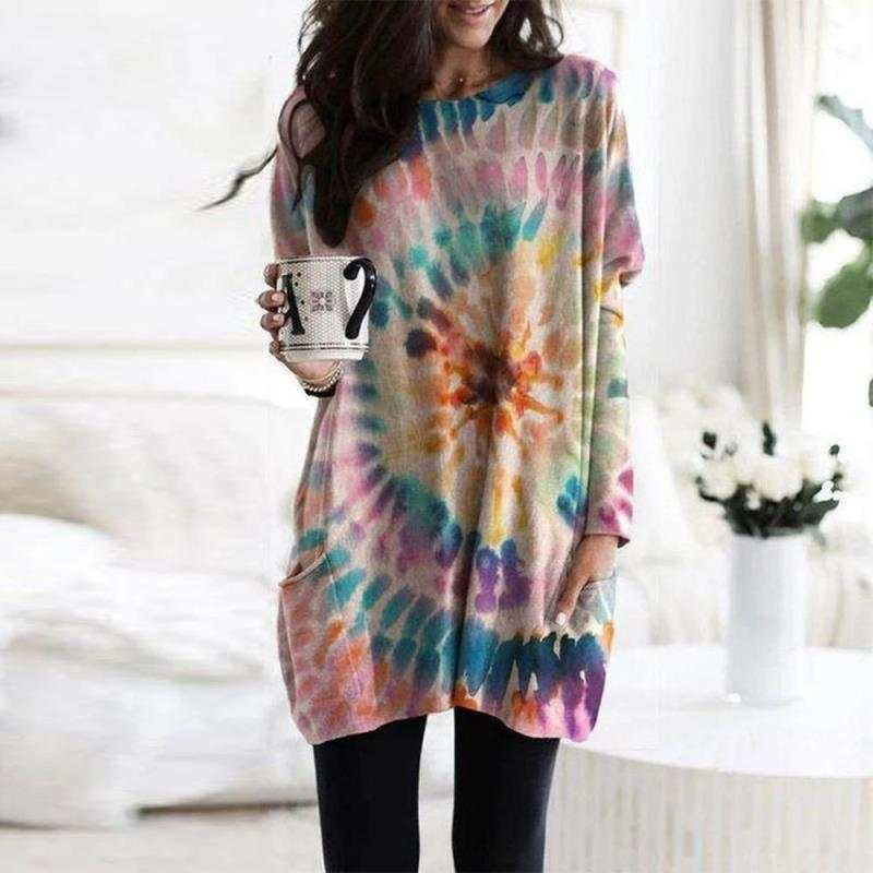 Women's Spiral Print Batwing Sleeve Long Sleeve Sweatshirt