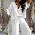 Women's Bat Sleeve Top and Pants Two Piece Casual Lounge Set Matching Coordinates