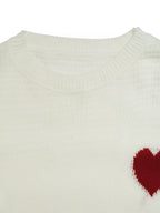 Sarah Express Women's Heart Pattern Dropped Shoulder Sweater