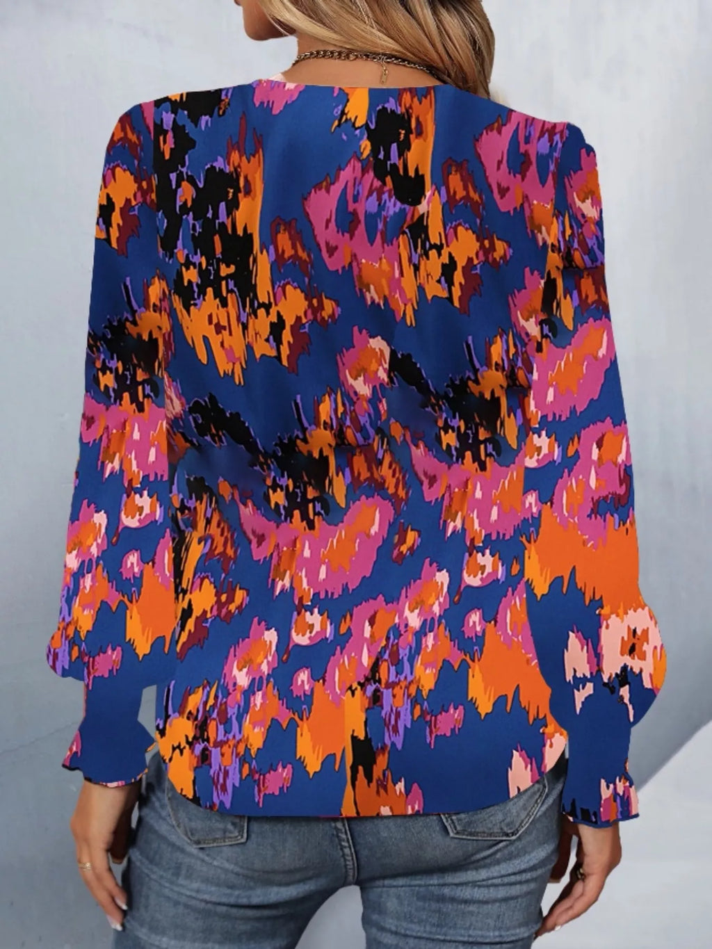 Sarah Express Women's Printed Button Up Long Sleeve Shirt