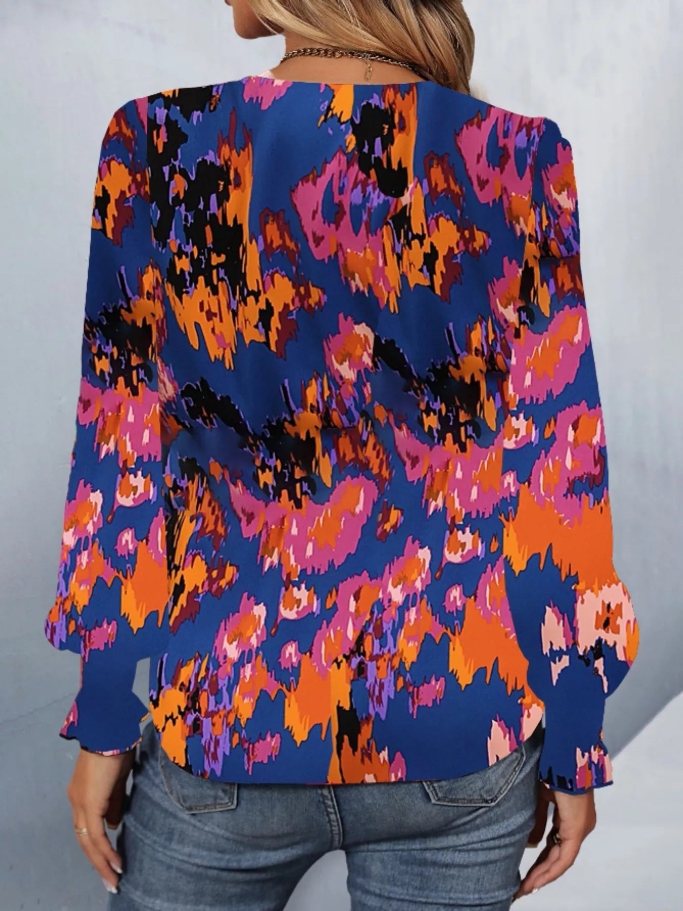 Sarah Express Women's Printed Button Up Long Sleeve Shirt