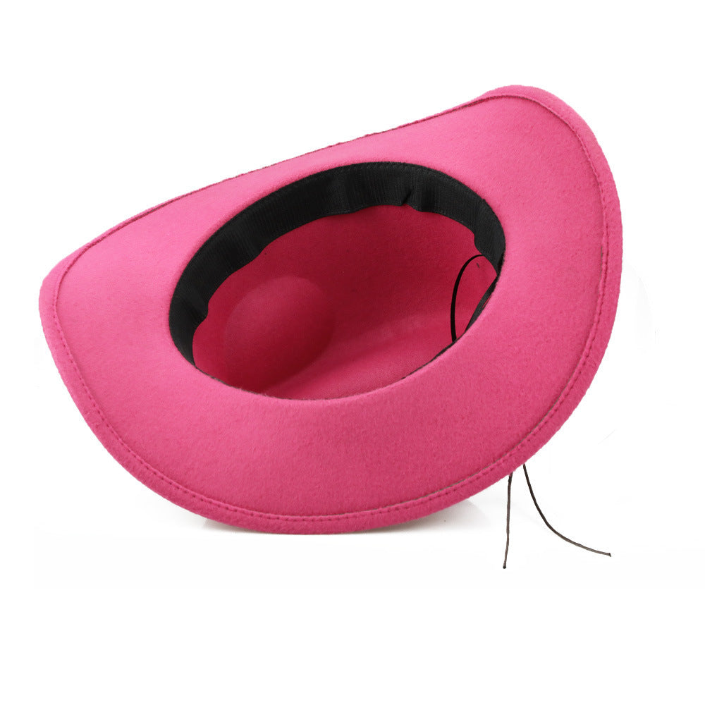 Women's Wool Felt Cowboy Hat Wide Brim Western