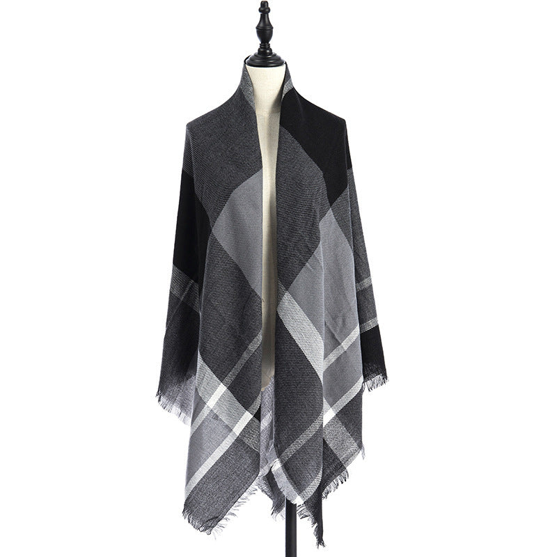 Women's Oversized Square Scarf Cashmere-like Double-Sided Shawl 140cm Woven Fall Winter Accessory