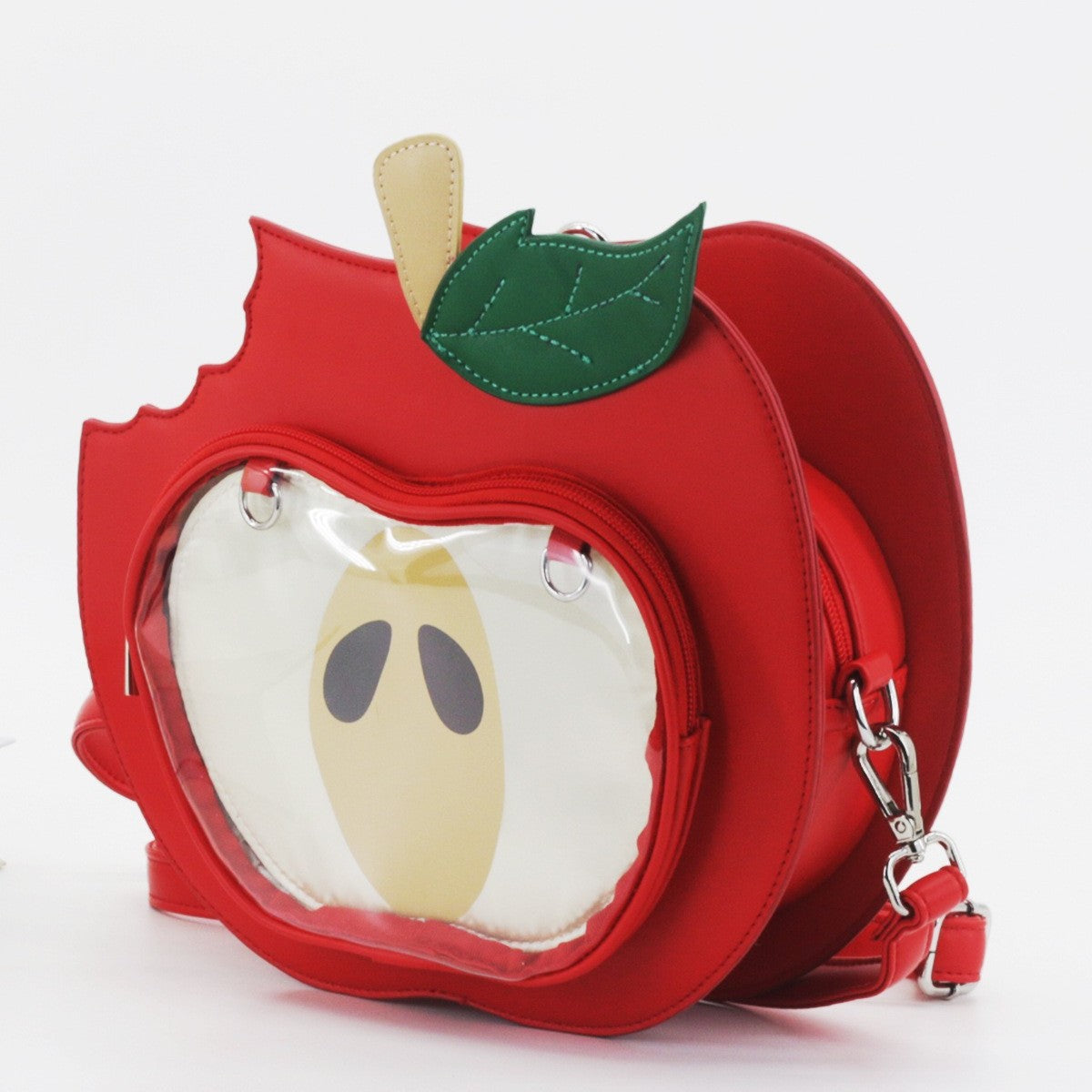 Sarah Express Apple-Themed PU Crossbody Bag for Women – Cute Mini Shoulder Bag for School & Daily Commute | Red & Green