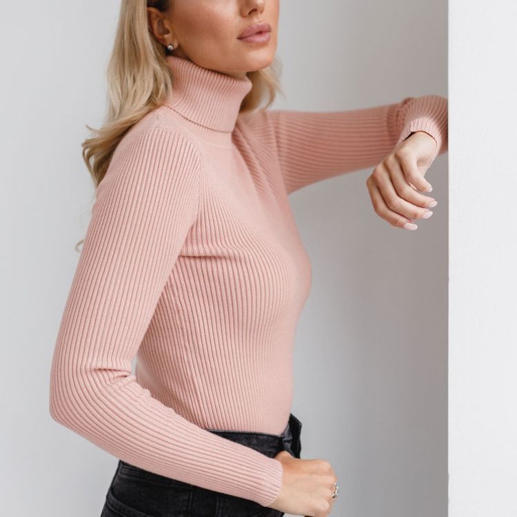 Women's Turtleneck Knit Pullover Sweater Long Sleeve