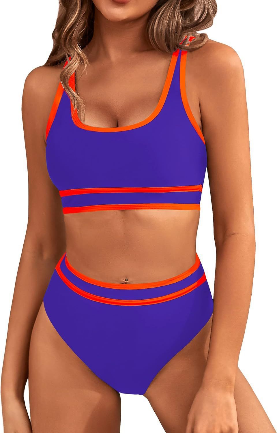 Women's Two-Piece Bikini Set - Tight-Fit Solid Color Swimsuit for Beach Swimming