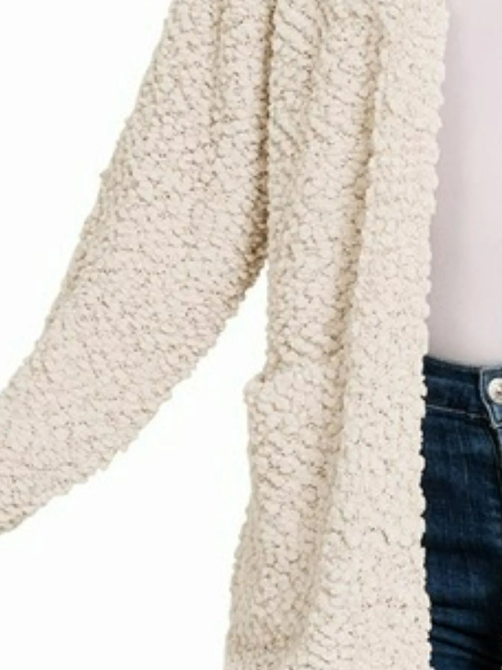 Long Sleeve Popcorn Sweater Cardigan with Pockets