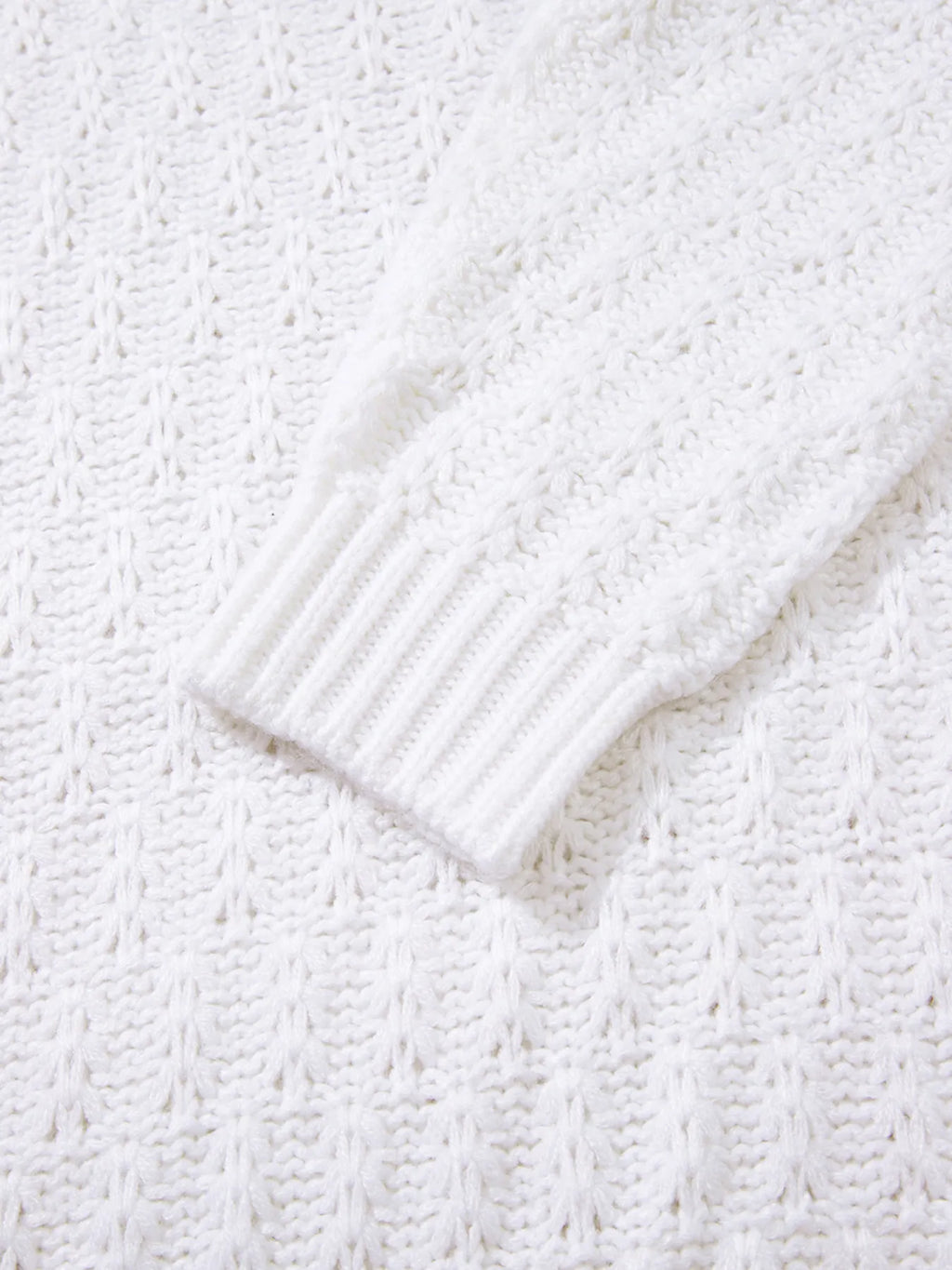 Sarah Express Women's Textured Knit Ribbed Edge V Neck Loose Sweater