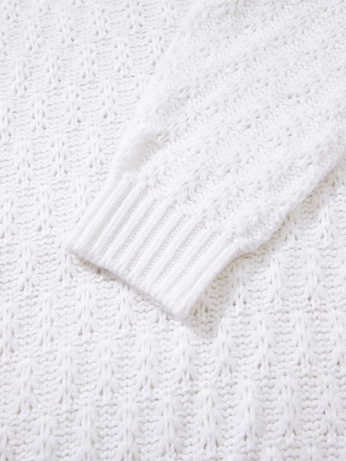 Sarah Express Women's Textured Knit Ribbed Edge V Neck Loose Sweater