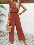 Sleeveless Vest Trousers Two Piece Set Lace Detail