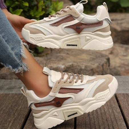 Sarah Express Breathable Mesh Platform Lace-Up Casual Sneakers