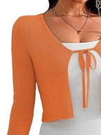 Sarah Express Women's Tie-Front Long Sleeve Cardigan