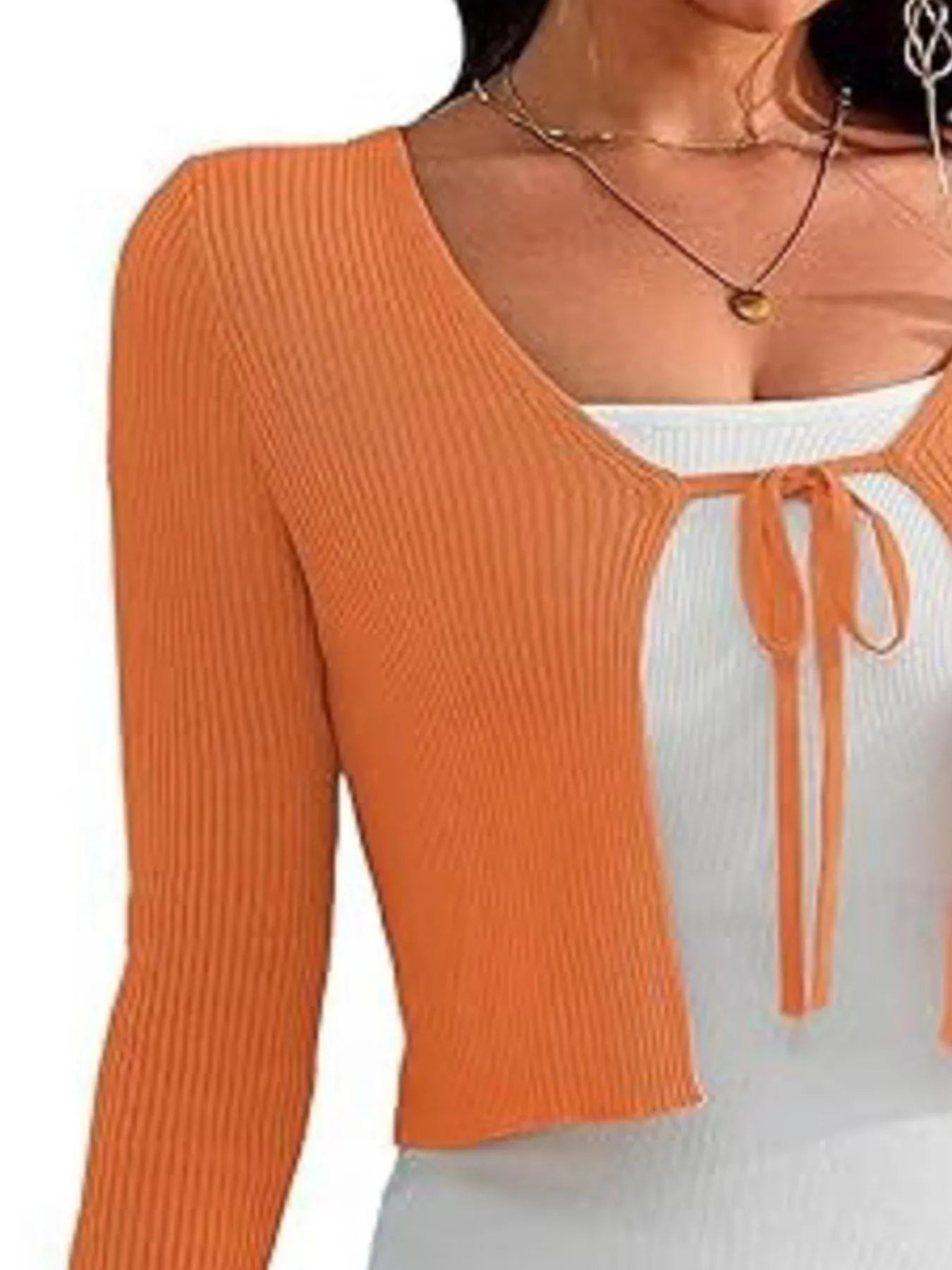 Sarah Express Women's Tie-Front Long Sleeve Cardigan