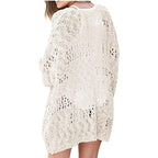 Women's Lightweight Knit Cardigan Long Sleeve V-Neck - Casual Fall Winter Loose Fit Open Front