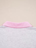 Sarah Express Women's Contrasted Trim Frilled Collar Drop Shoulder Top and Drawstring Pant Set