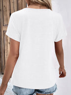 Sarah Express Women's Decorative Button Short Sleeve T-Shirt