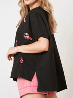 Sarah Express Women's Sequin Lobster Round Neck T-Shirt