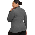 Ribbed Mock Neck Long Sleeve T-Shirt Slim Fit Layering Top