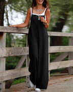 Suspender Wide-Leg Jumpsuit Women's Sleeveless Overall Style