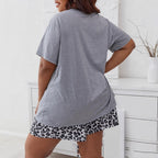 Women's Pajama Set Short Sleeve Top Leopard Print Shorts 2-Piece
