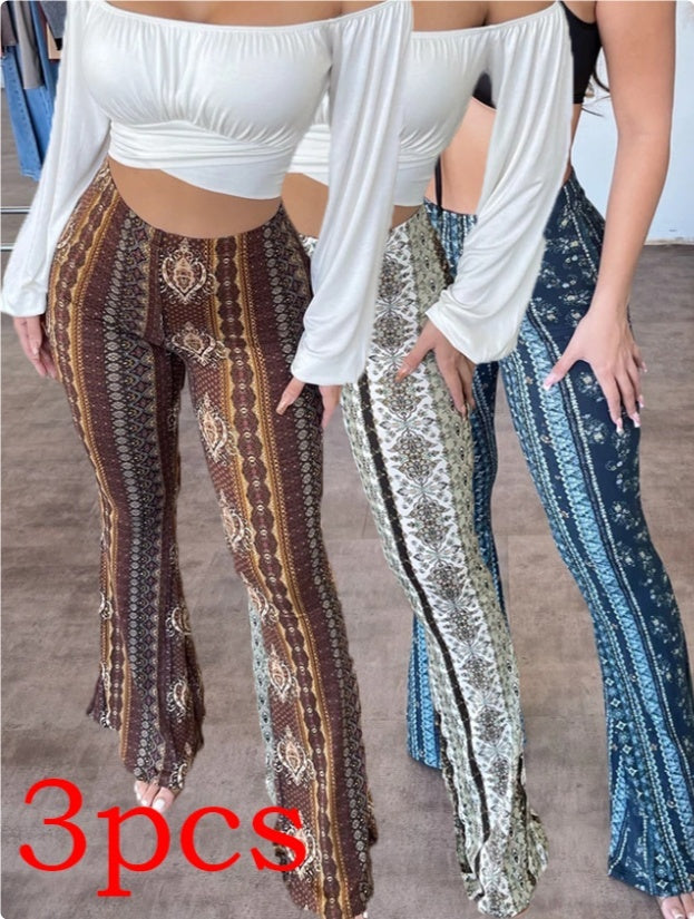 High Waist Printed Leggings Stretch Full Length Slim Fit Pants