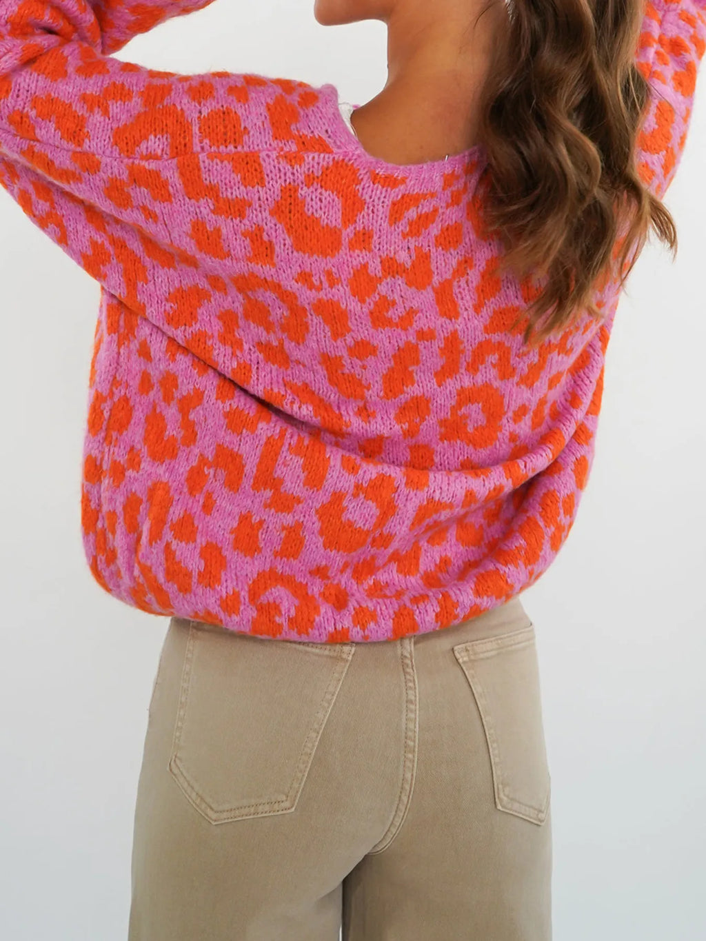 Sarah Express Women's Leopard Tie Front Cardigan