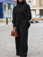 Sarah Express Women's High Neck Asymmetric Top and Pants Set