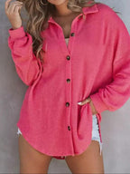 Sarah Express Women's Waffle Knit Button-Down Shirt