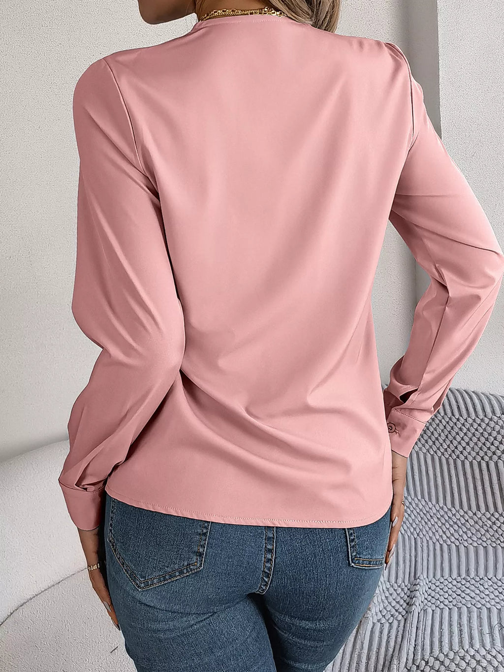 Sarah Express Women's Layered V-Neck Long Sleeve Blouse