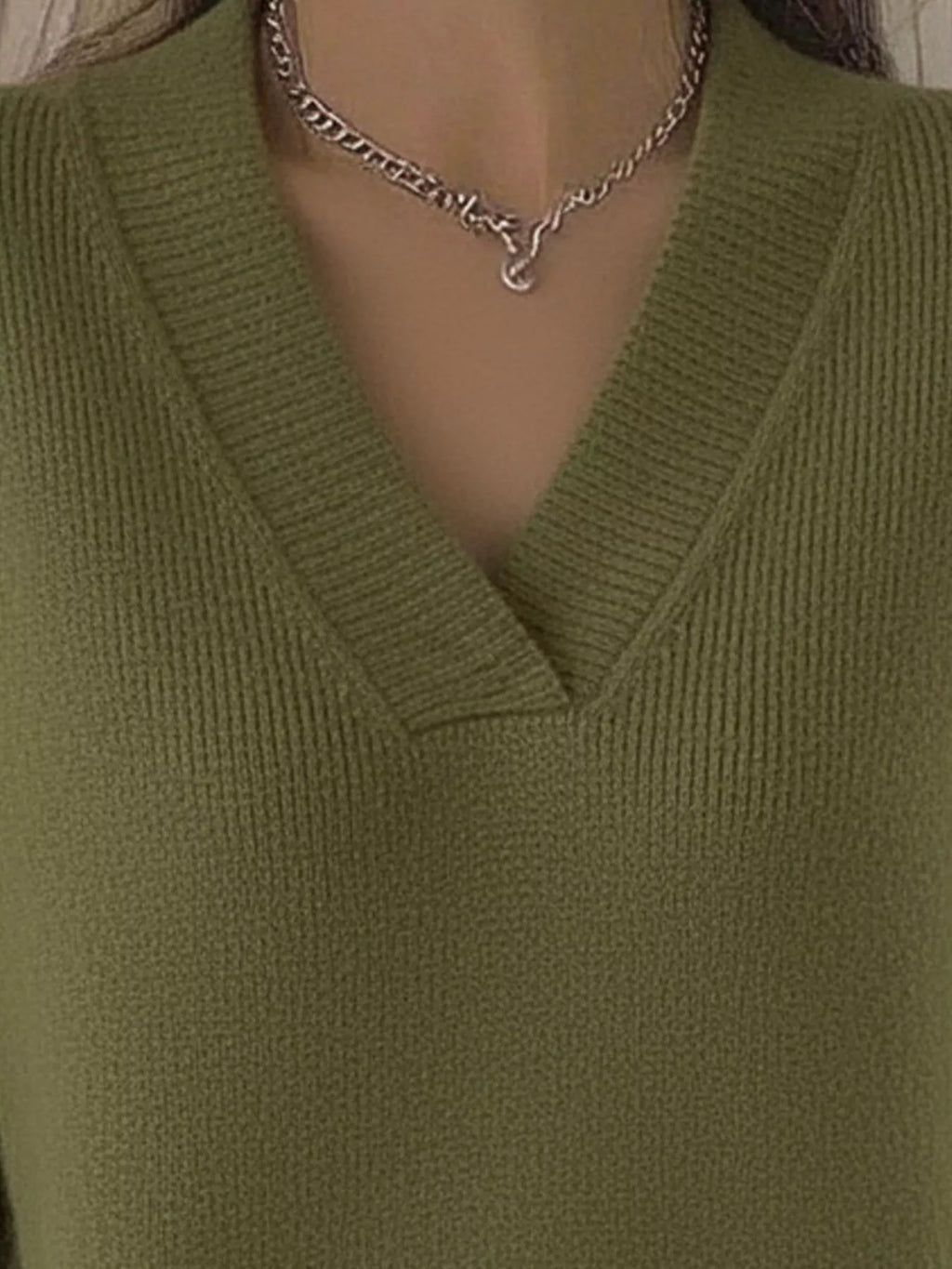 Sarah Express Women's V-Neck Long Sleeve Sweater Plus Size