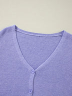 Sarah Express Women's Ribbed Knit Button Front V Neck Cardigan