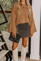 Sarah Express Women's Hollowed Detail Wide Sleeve Loose Pullover Sweater