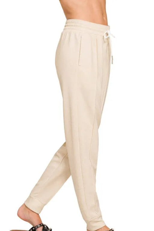 Drawstring Scuba Sweatpants with Pockets