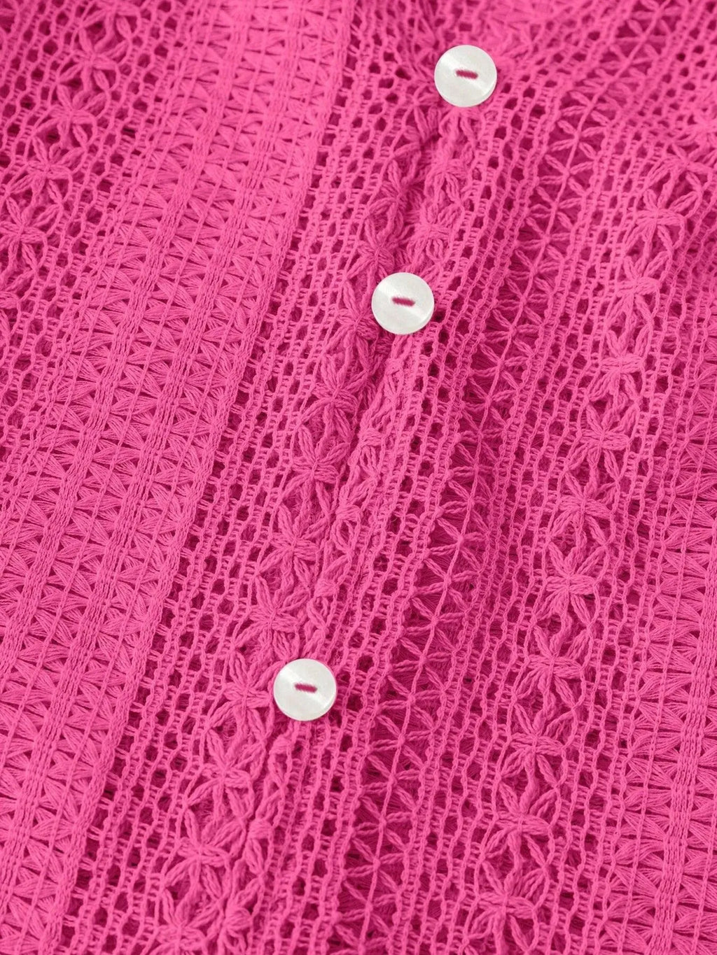 Sarah Express Women's Crochet Notched Button-Front Shirt