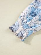 Sarah Express Women's Floral Print Frilly Smocked Square Neck Long Sleeve Blouse