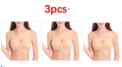 Women's Plus Size Wireless Cotton Comfort Bra Removable Padding