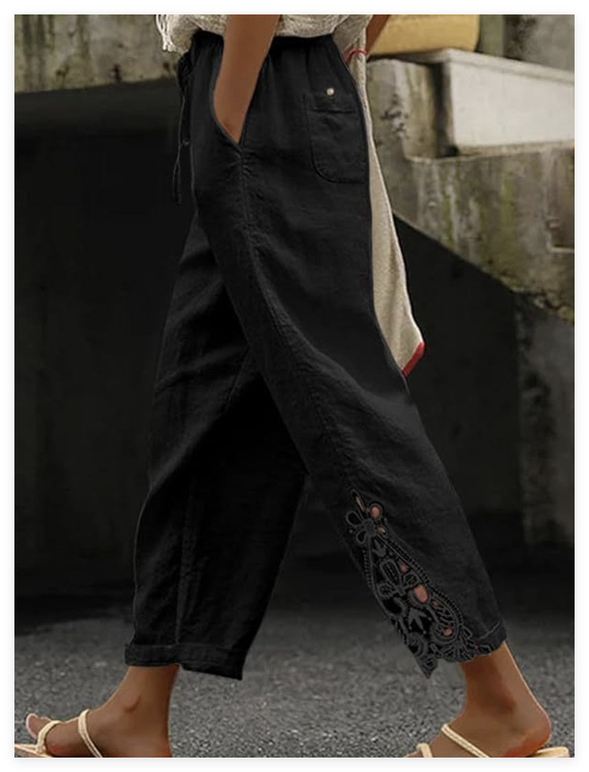 Women's Mid-Rise Straight Leg Baggy Trousers Casual Pants