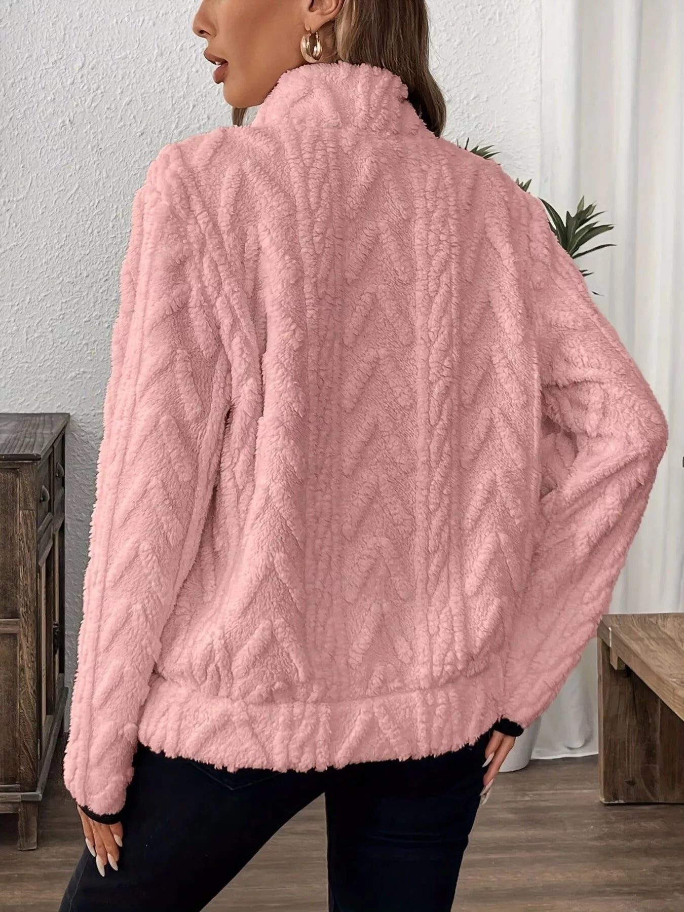 Sarah Express Women's Cozy Sherpa Half Zip Sweatshirt