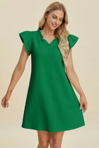 Sarah Express Women’s Plus Size Ruffled V-Neck Cap Sleeve Dress
