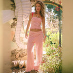 Striped Two-Piece Suit Set Sleeveless Top Trousers Women's Casual
