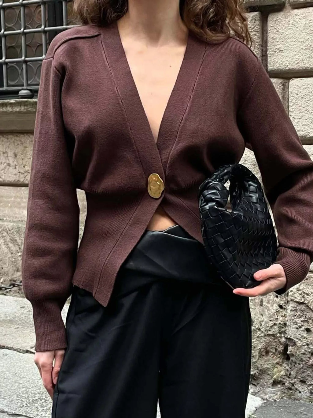 Sarah Express Women's Single-Button Knit Cardigan