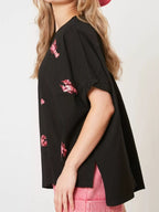 Sarah Express Women's Sequin Lobster Round Neck T-Shirt