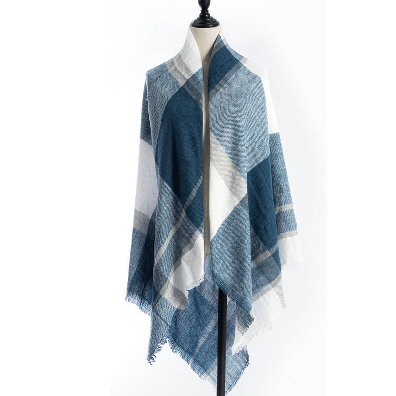 Women's Oversized Square Scarf Cashmere-like Double-Sided Shawl 140cm Woven Fall Winter Accessory