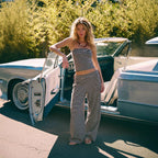 Striped Two-Piece Suit Set Sleeveless Top Trousers Women's Casual