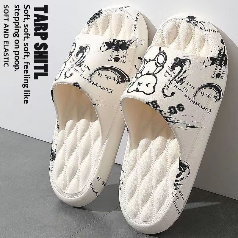 Sarah Express Women's Summer Slide Sandals - Casual Outdoor Slippers with Cute Designs White Irritable Little Bear