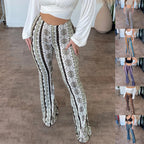High Waist Printed Leggings Stretch Full Length Slim Fit Pants