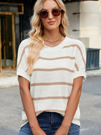 Sarah Express Women's Striped Oversized Casual Sweater - Relaxed Fit Pullover