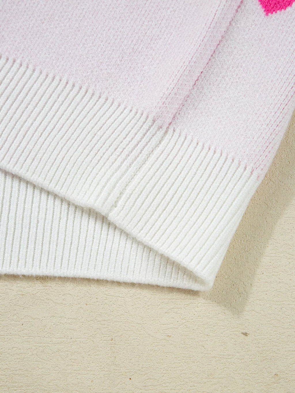 Sarah Express Women's Multicolour Heart Pattern Dropped Shoulder Sweater