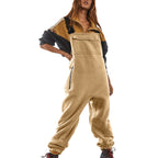 Polar Fleece Workwear Jumpsuit Suspender Overalls Wide Waist