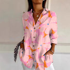 Women's Floral Print Long Sleeve Button-Up Shirt Casual Spring Summer Fall Top
